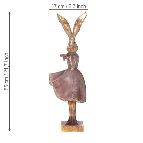 Article Figurine décorative de lapin en robe, idéale pour une décoration élégante de printemps et de Pâques, 55 cm