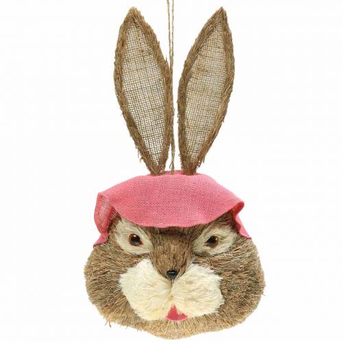 Floristik24 Décoration tête de lapin de Pâques à suspendre Paille H51cm