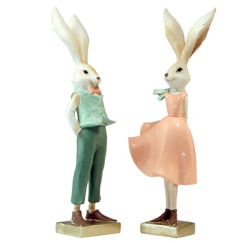 Floristik24 Décoration lapin fille lapin garçon lapin Pâques H36cm 2 pcs