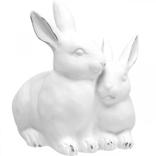 Floristik24 Mère lapin avec enfant look vintage céramique blanc 15.5×15×18cm