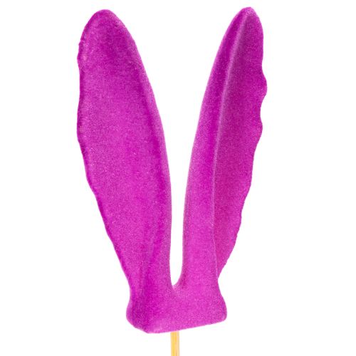 Article Décoration de Pâques oreilles de lapin floquées sur bâtonnet, 31 cm, lot de 4