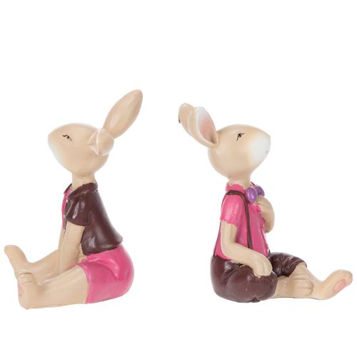 Article Ensemble de 4 figurines de lapins de Pâques, décoration de table mignonne pour Pâques et le printemps, 9 cm.