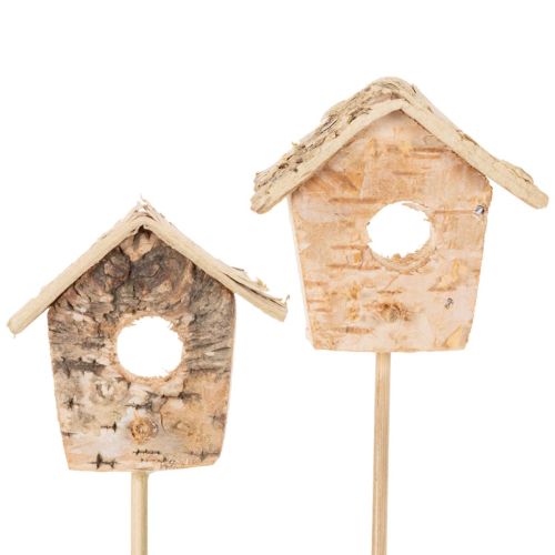 Décorations mini nichoirs en bois de bouleau 5cm avec tige – Lot de 4 | Floristik24.fr