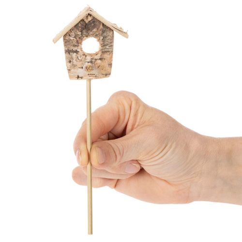 Décorations mini nichoirs en bois de bouleau 5cm avec tige – Lot de 4 | Floristik24.fr