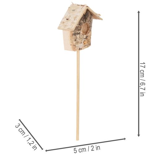 Décorations mini nichoirs en bois de bouleau 5cm avec tige – Lot de 4 | Floristik24.fr