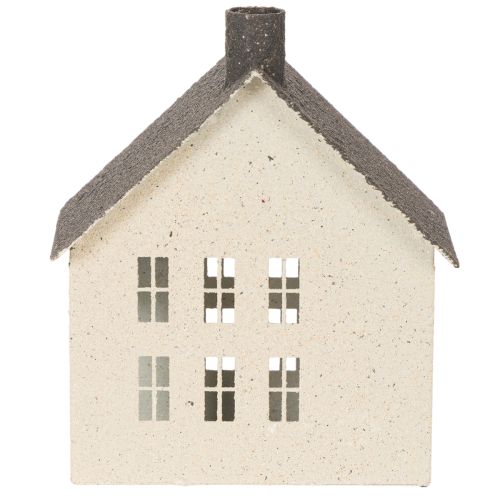 Lanterne Maison en Métal Gris et Beige 16 cm | Floristik24.fr