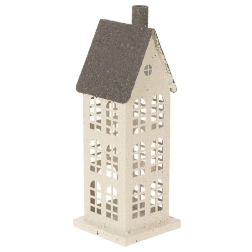 Maison décorative en métal avec fenêtres et cheminée 28 cm | Floristik24.fr