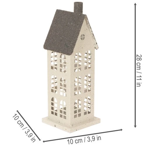 Maison décorative en métal avec fenêtres et cheminée 28 cm | Floristik24.fr