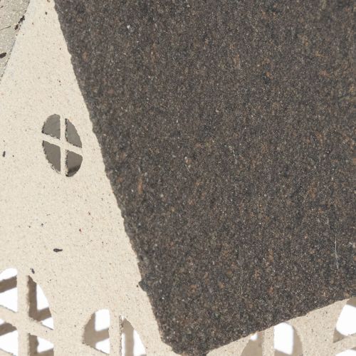 Maison décorative en métal avec fenêtres et cheminée 28 cm beige et gris | Floristik24.fr