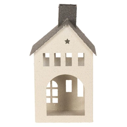 Maison décorative en métal avec cheminée et fenêtres 24 cm | Floristik24.fr