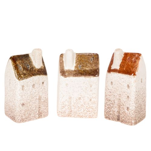 Ensemble de maisons miniatures décoratives en céramique, 7 cm, 3 pièces