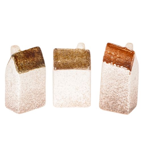 Ensemble de maisons miniatures décoratives en céramique, 7 cm, 3 pièces | Floristik24.fr