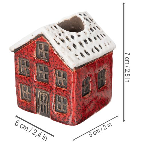 Bougeoir en céramique, maison décorative enneigée pour décoration de table, 7 cm, lot de 2 | Floristik24.fr