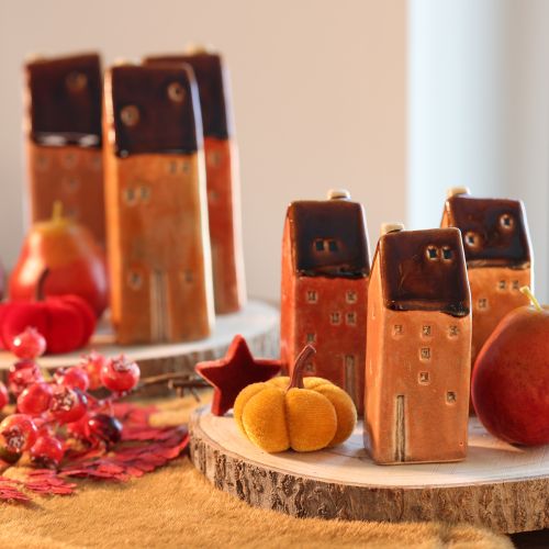 Lot de 3 Mini Maisons Décoratives en Céramique 10 cm pour Intérieur | Floristik24.fr