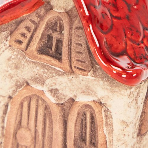 Ensemble de décorations en céramique représentant de petites maisons à toit rouge de 8 cm (2 pièces). | Floristik24.fr