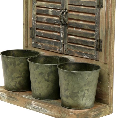 Floristik24 Fenêtre décorative en bois avec 3 pots de fleurs H49cm