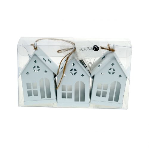 Floristik24 Maison avec éclairage blanc 6cm x 6cm H12cm 3pcs