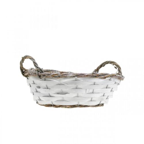 Article Panier à planter, panier décoratif avec anses rond blanc H8.5cm Ø25cm
