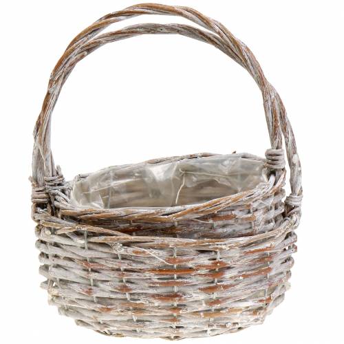 Floristik24 Panier à anse ovale naturel blanchi blanc 22x16 / 19x14cm lot de 2