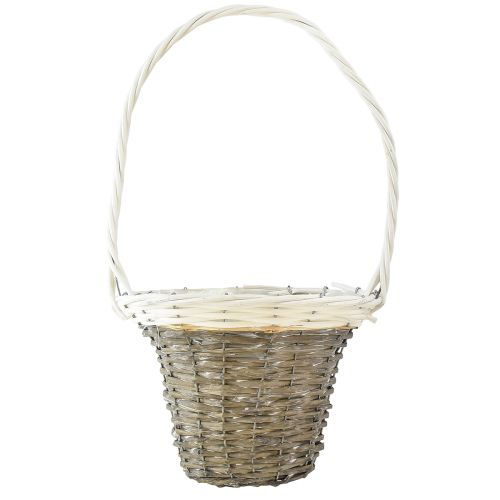 Article Anse panier osier gris blanc Ø25 H45cm