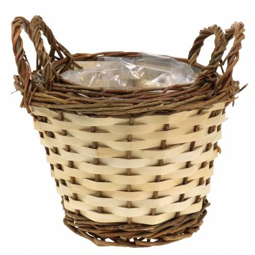 Floristik24 Jardinière Panier de Pâques avec anses rondes crème, marron Ø15 / 18cm, lot de 2