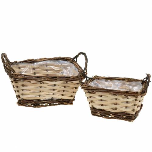 Floristik24 Jardinière, panier décoratif, carré, couleurs naturelles 21 × 16/16 × 13cm, lot de 2