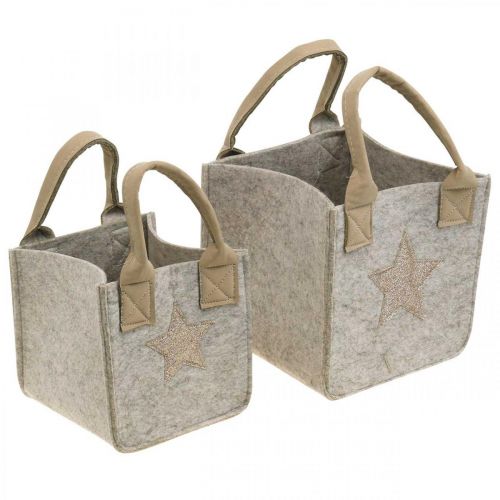 Floristik24 Jardinière décorative en feutre décoration de Noël beige 20/16cm lot de 2