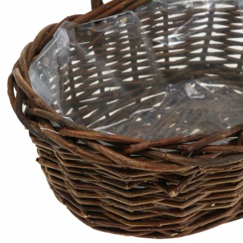 Floristik24 Panier poignée bois ovale naturel 27 × 20cm H27cm