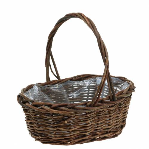 Floristik24 Panier poignée bois ovale naturel 27 × 20cm H27cm