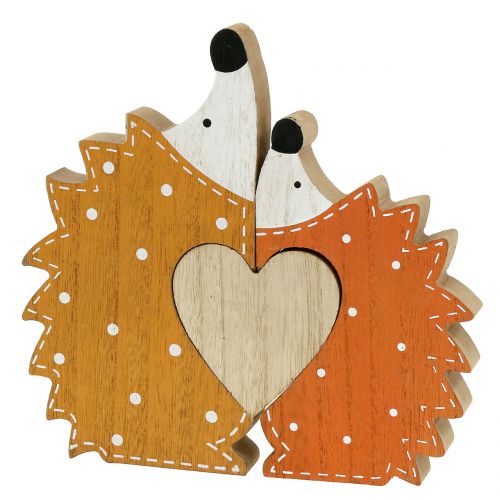 Déco automne couple hérisson avec coeur 15cm - 18cm