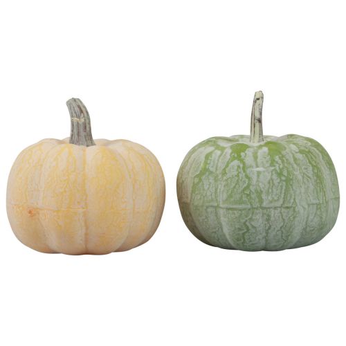 Décoration d&#39;automne citrouilles blanchies orange, vert 7,5 cm 6 pcs