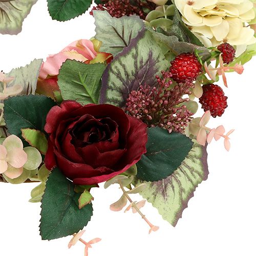 Chapelet automnal avec des fleurs et des baies Ø38cm