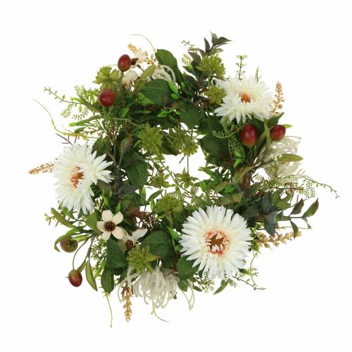 Floristik24 Couronne d'automne chrysanthème blanc Ø30cm