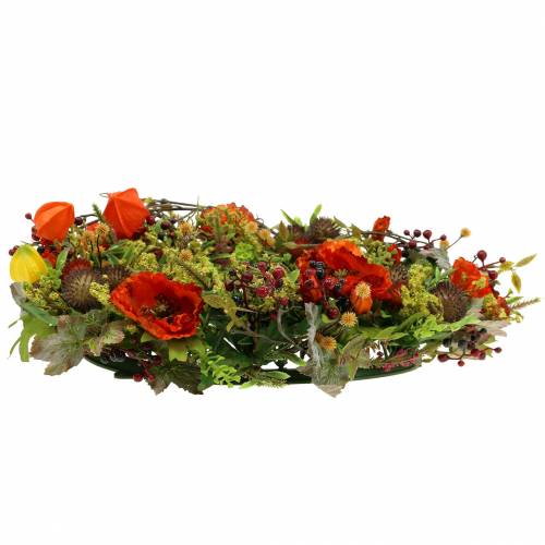 Floristik24 Couronne d'automne graines de pavot, physalis orange Ø36cm