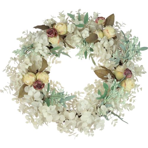 Couronne de porte eucalyptus couronne d&#39;eucalyptus artificielle blanchie Ø50cm