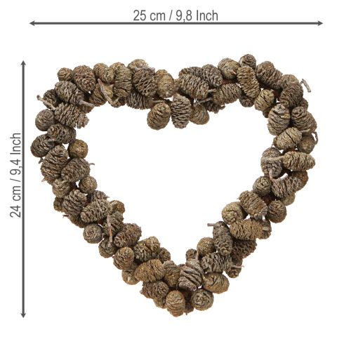 Article Décoration coeur cône coeur aulne cône blanc lavé 24cm