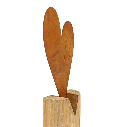 Article Coeur de rouille sur socle en bois 22 cm x 11 cm