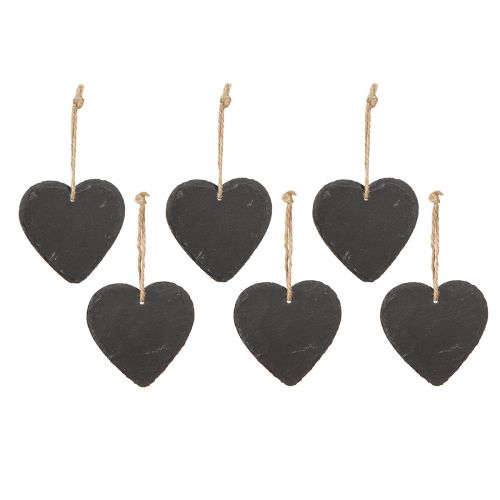 Article Coeur en ardoise coeur d&#39;ardoise à suspendre noir 10cm 6pcs