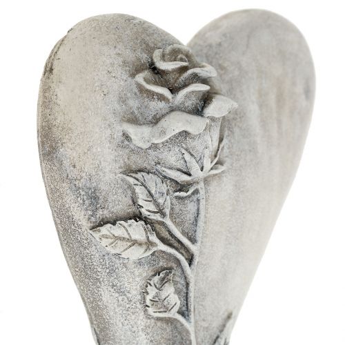 Floristik24 Coeur avec rose gris 16,5cm x 10cm 2 pcs