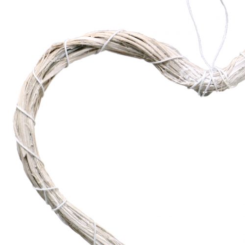 Article Coeur de raphia à suspendre blanc 20cm 6pcs