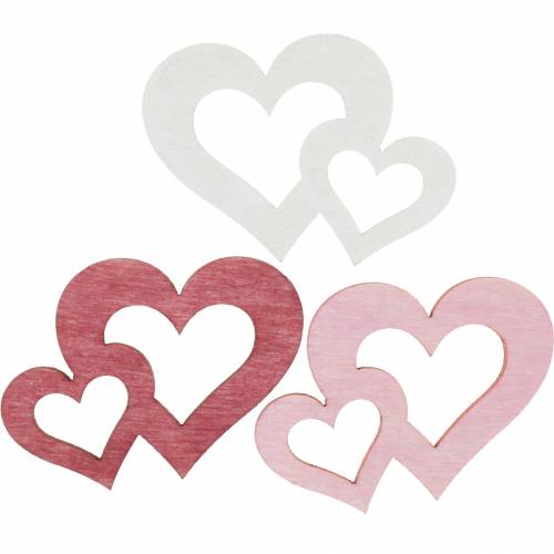 Floristik24 Coeurs en bois, objets à disperser pour décoration de table, Saint Valentin, décoration de mariage, double coeur 72 pcs