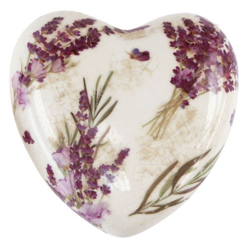 Article Décoration coeur décoration céramique lavande grès vintage 10,5cm