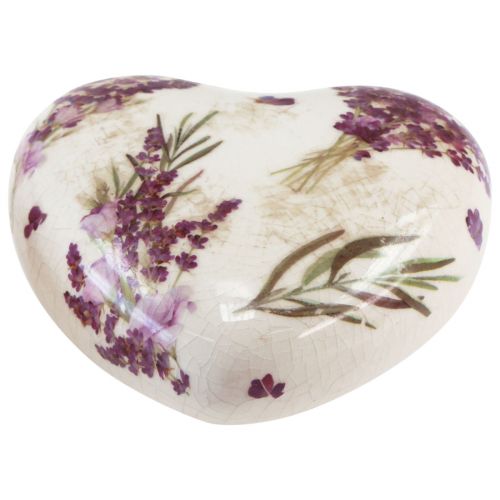 Article Décoration de coeur Décoration en céramique Décoration de table lavande Grès 8,5 cm 3 pièces