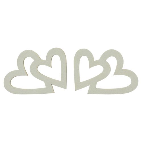 Article Décoration de coeur décoration dispersée double coeurs décoration en bois crème 4,5 cm 48 pcs