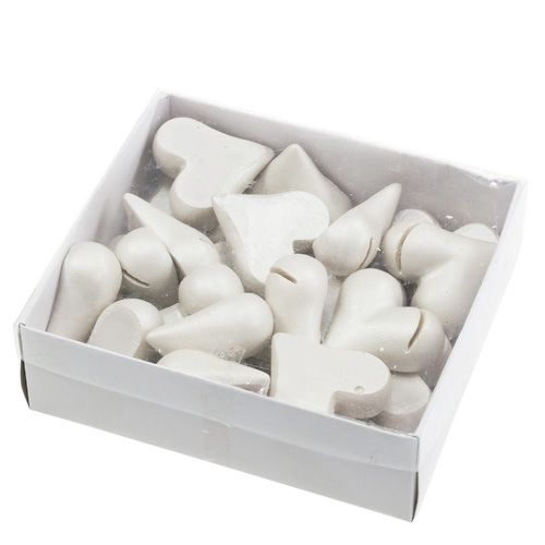 Floristik24 Porte-cartes coeur 4cm blanc 20 pcs