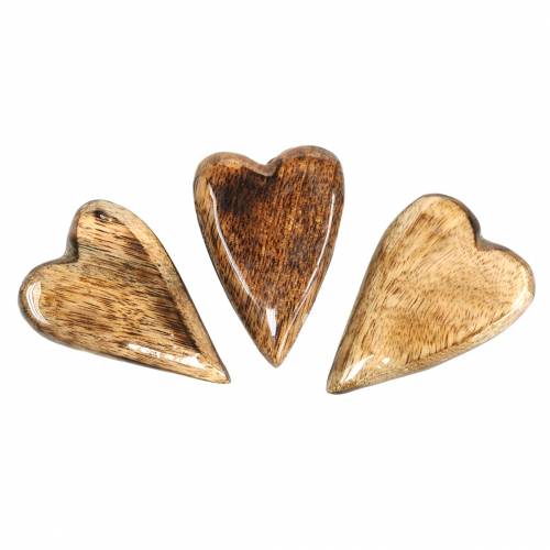 Floristik24 Coeurs en bois de manguier laqué naturel 6,2–6,6 cm × 4,2–4,7 cm 16 pcs
