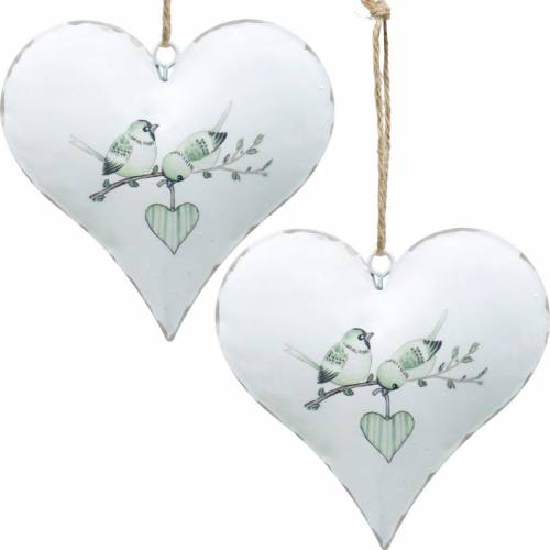 Floristik24 Cintre de décoration coeur avec motif oiseau, décoration coeur pour la Saint Valentin, pendentif métal forme coeur 4pcs