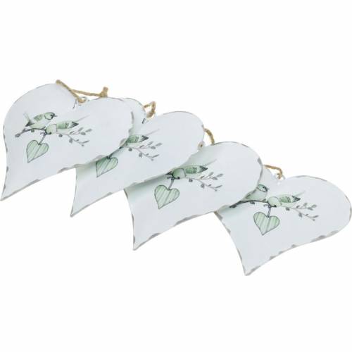 Floristik24 Cintre de décoration coeur avec motif oiseau, décoration coeur pour la Saint Valentin, pendentif métal forme coeur 4pcs