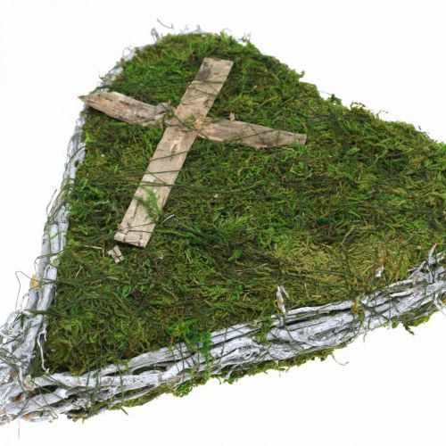 Floristik24 Décoration funéraire coeur vigne mousse pour arrangements funéraires 30×20cm