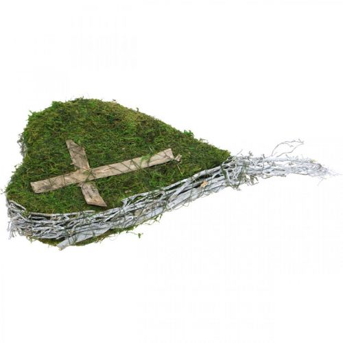 Floristik24 Décoration funéraire coeur vigne mousse pour arrangements funéraires 30×20cm
